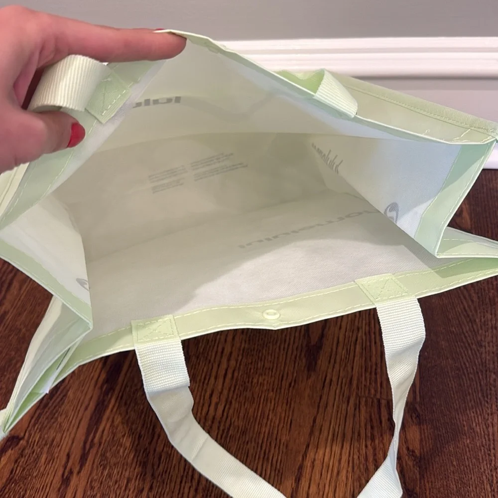 Lululemon Light Green Yellow Black Large Reusable Shopping Tote Bag - Picture 6 of 10